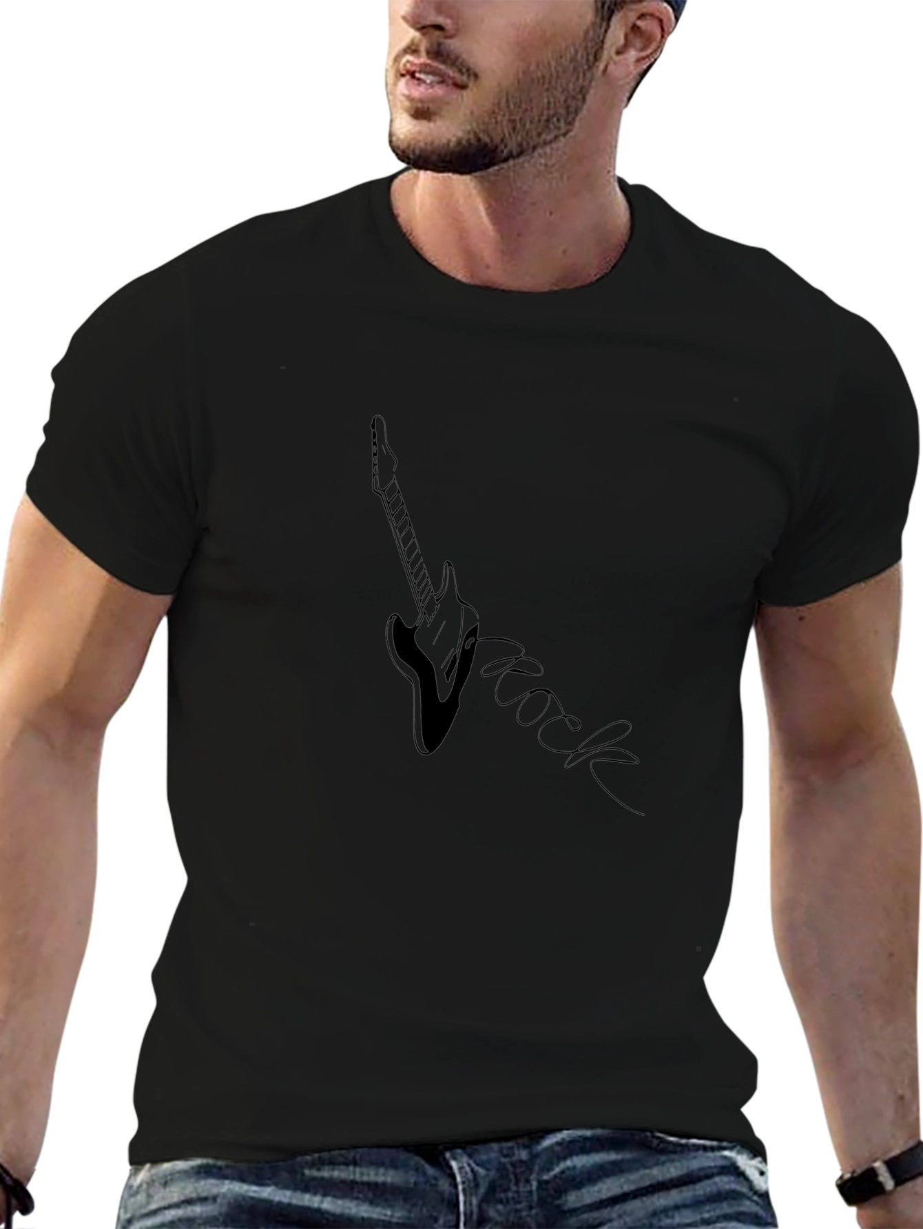 Rock Guitar Graphic Tee - Black Unisex T-Shirt