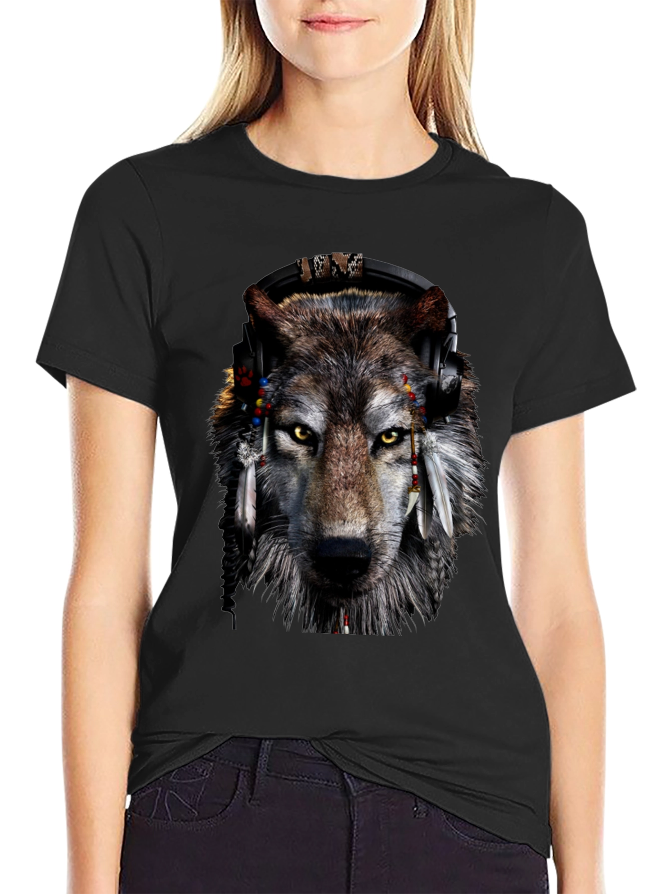Wolf Headphone Graphic T-Shirt