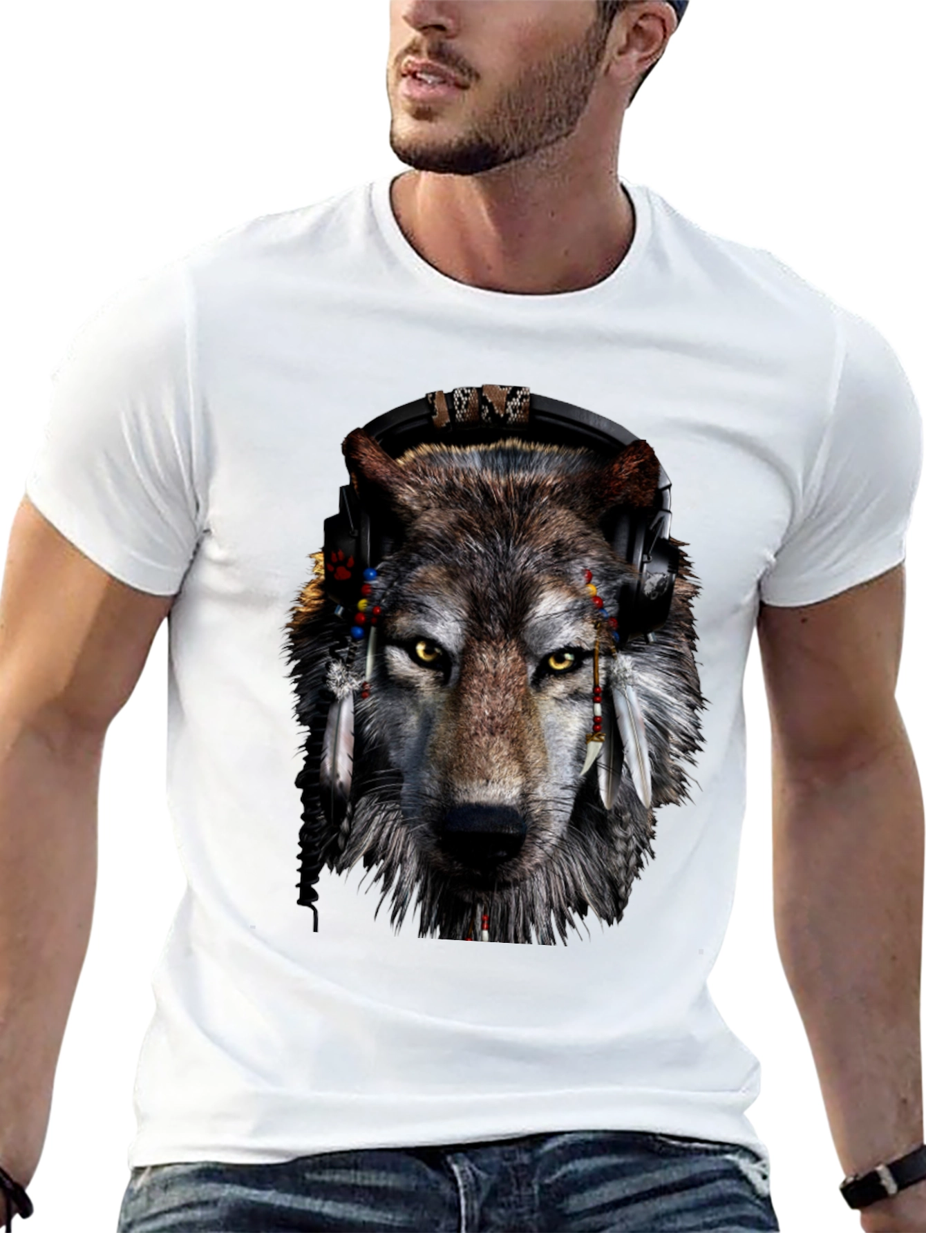 Wolf Headphone Graphic T-Shirt