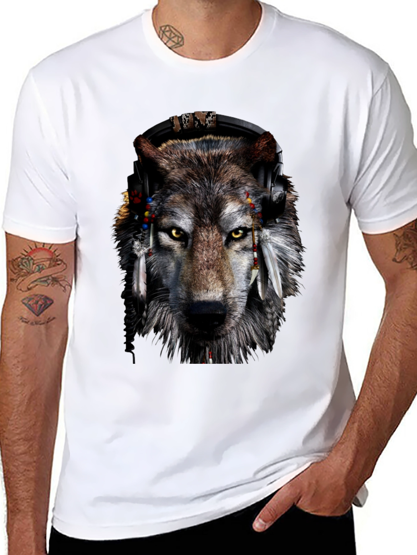 Wolf Headphone Graphic T-Shirt
