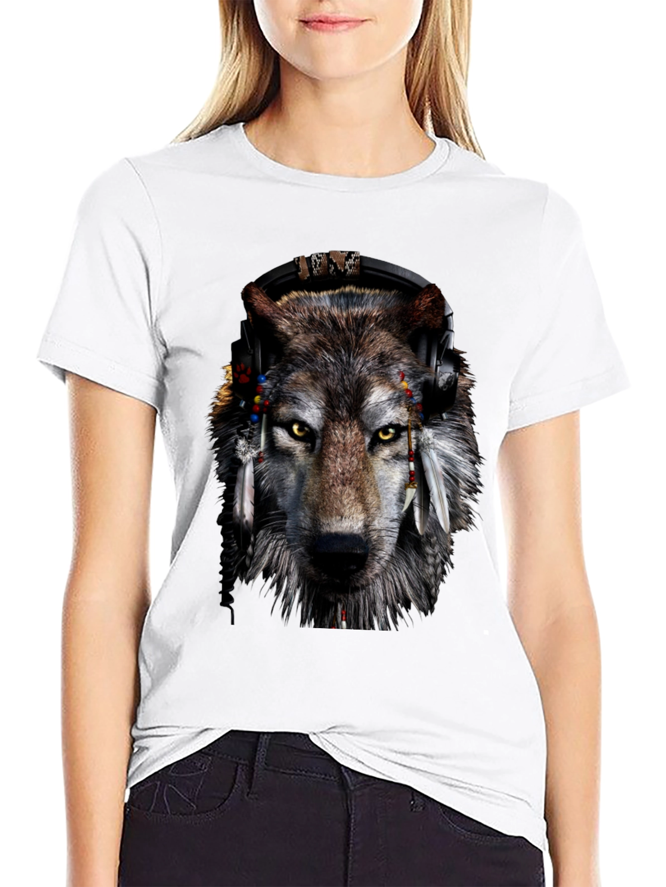 Wolf Headphone Graphic T-Shirt