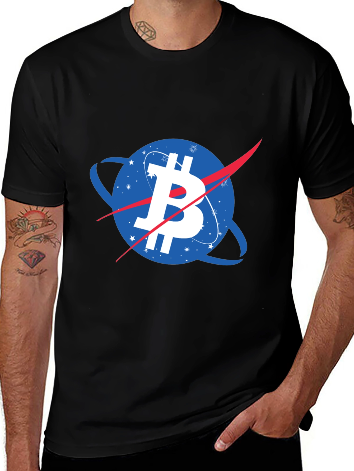 Bitcoin NASA Logo Black T-Shirt