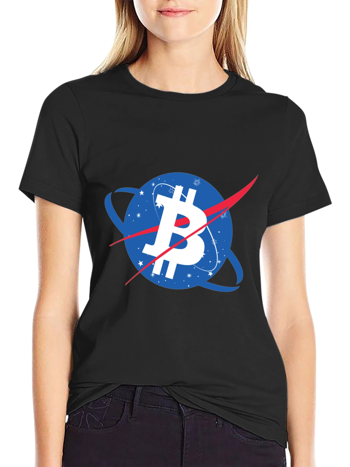Bitcoin NASA Logo Black T-Shirt