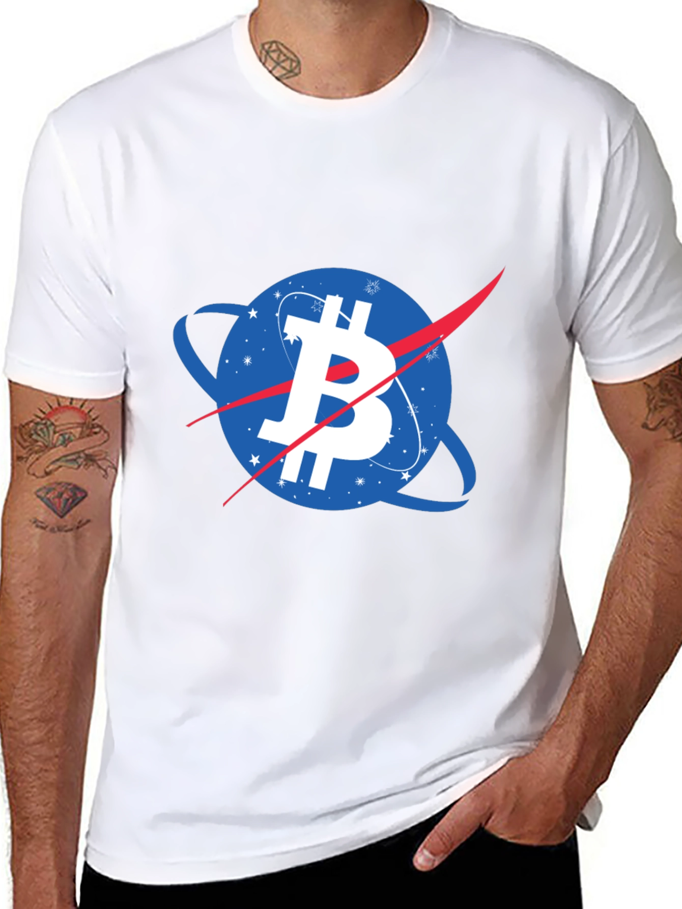 Bitcoin NASA Logo Black T-Shirt