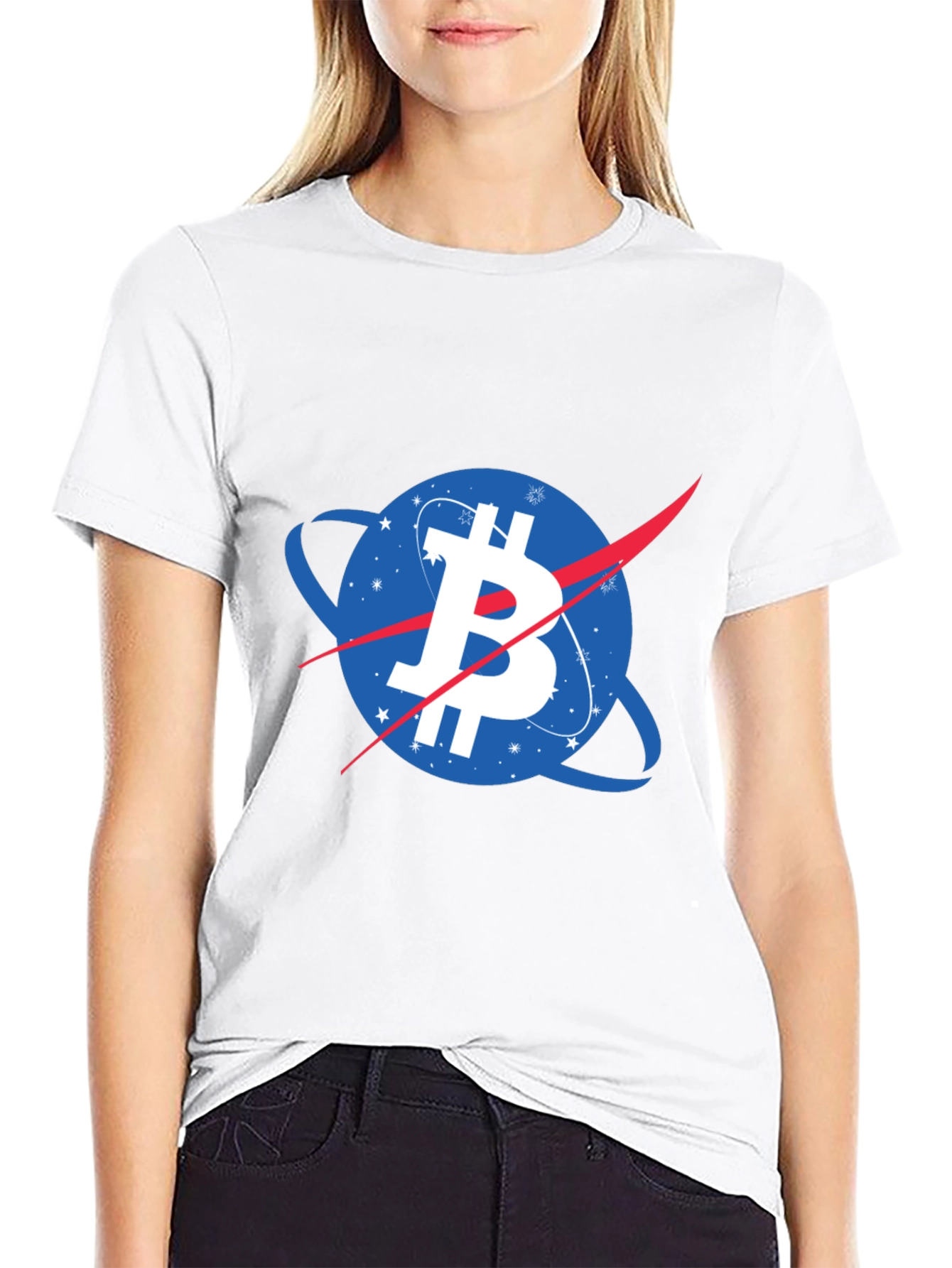 Bitcoin NASA Logo Black T-Shirt