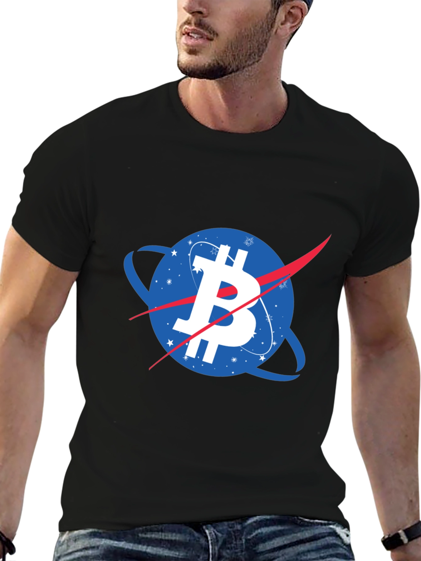 Bitcoin NASA Logo Black T-Shirt