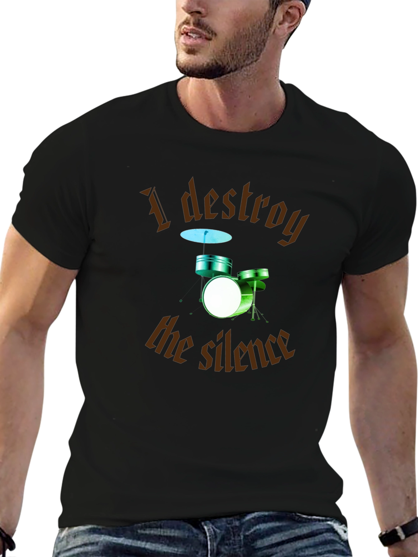 Destroy the Silence T-Shirt - Drum Set Design