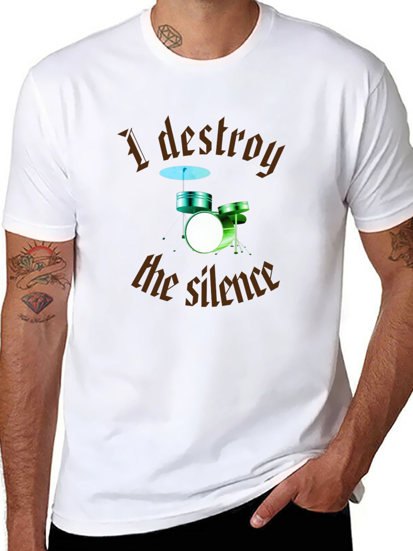 Destroy the Silence T-Shirt - Drum Set Design