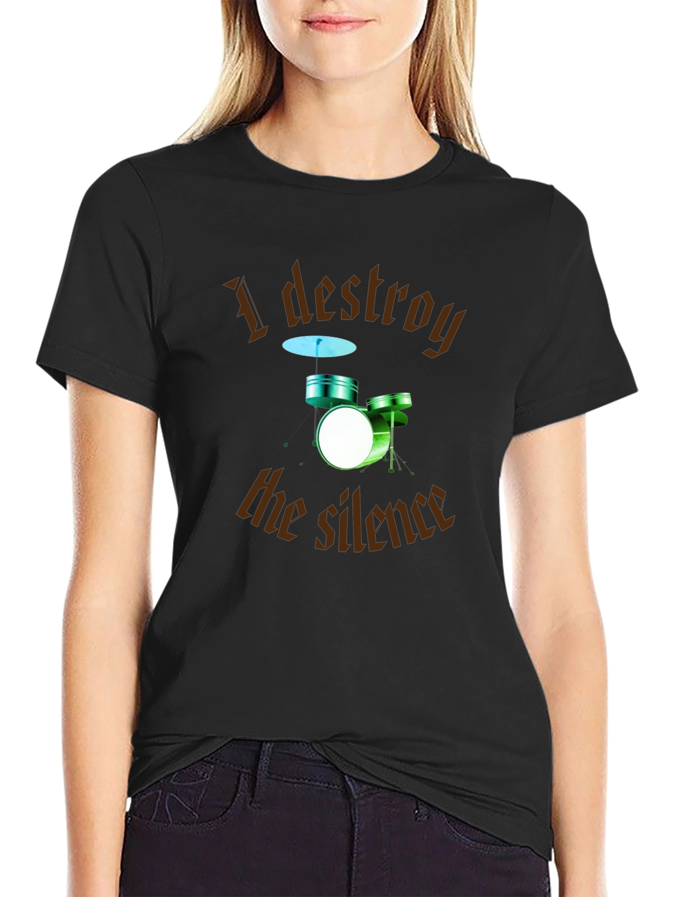 Destroy the Silence T-Shirt - Drum Set Design