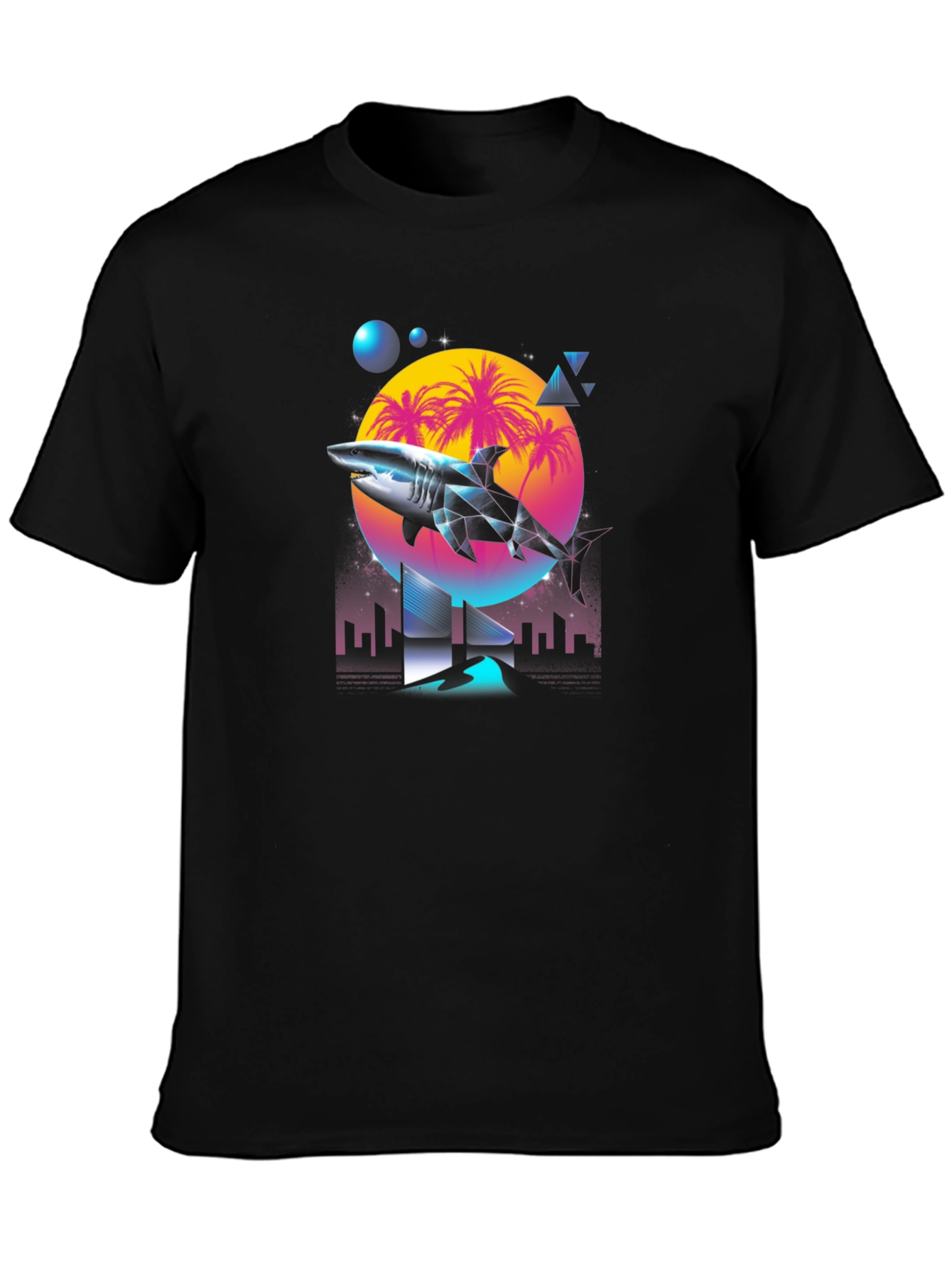 Synthwave Shark T-Shirt - Retro 80s Style