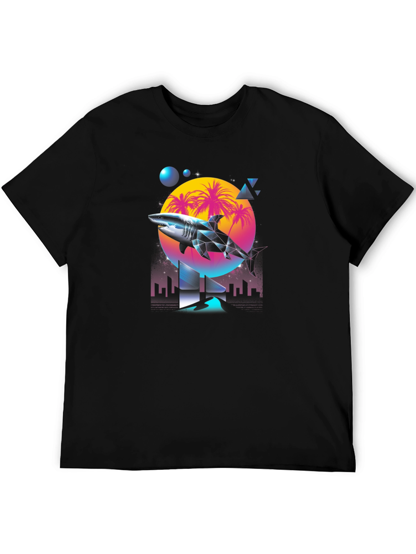 Synthwave Shark T-Shirt - Retro 80s Style