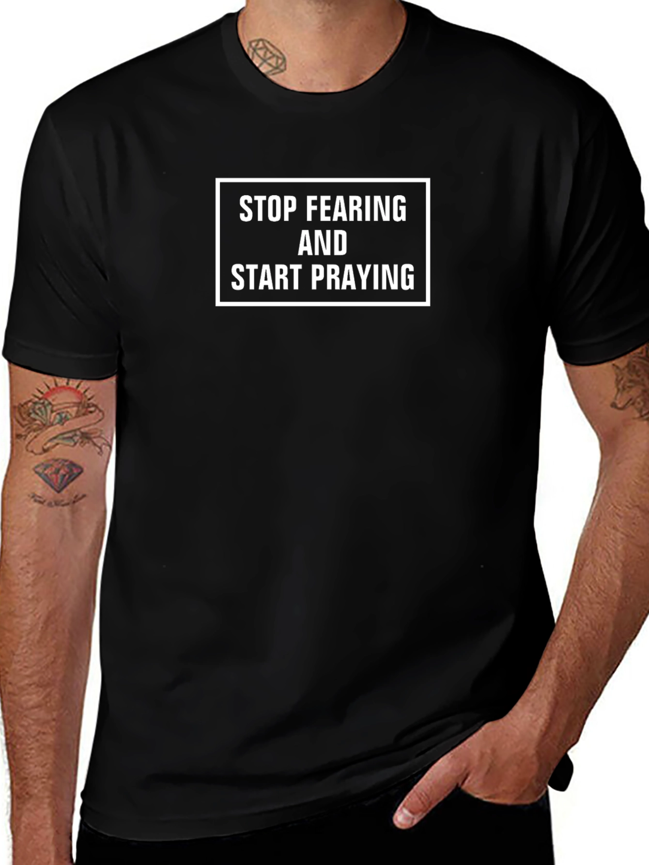 Stop Fearing Start Praying Black T-Shirt