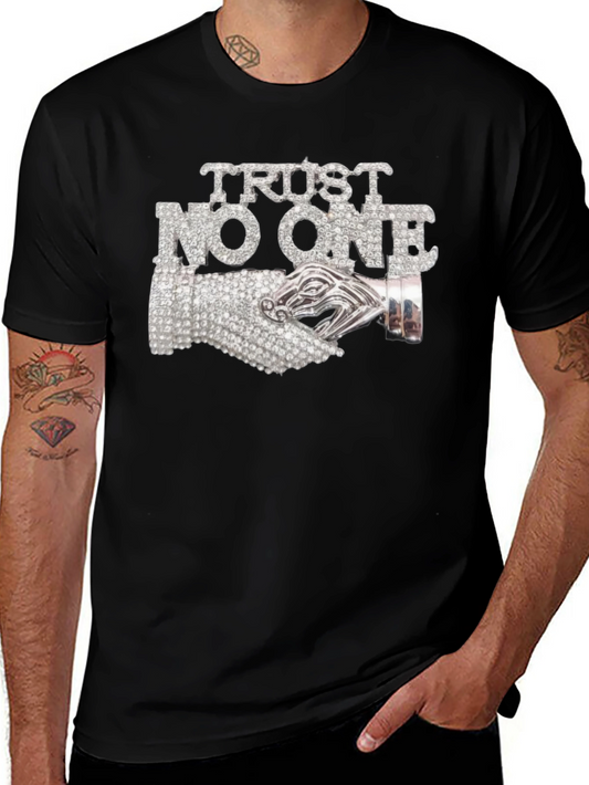 Trust No One Graphic Tee - Rhinestone Detail