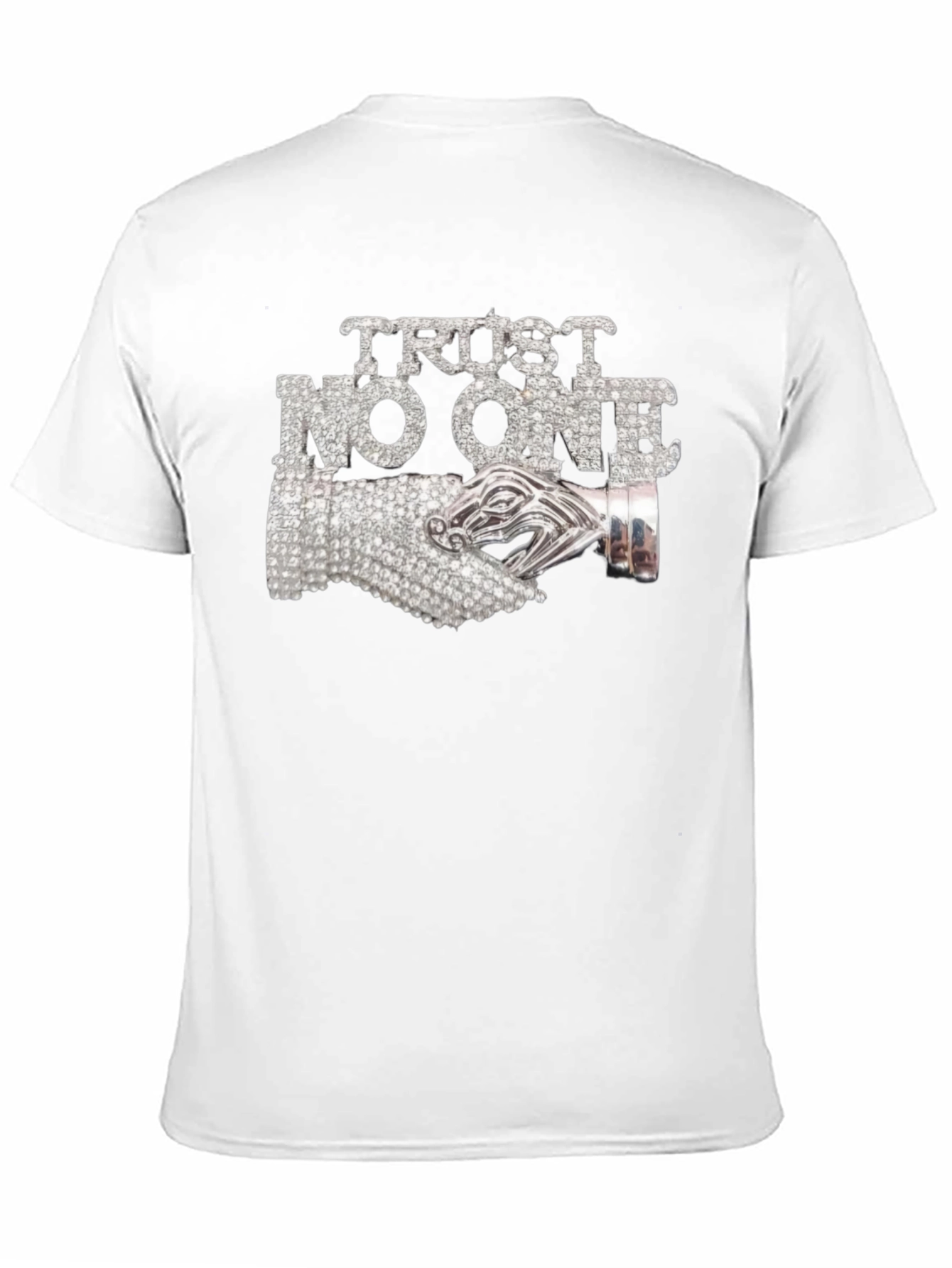 Trust No One Graphic Tee - Rhinestone Detail
