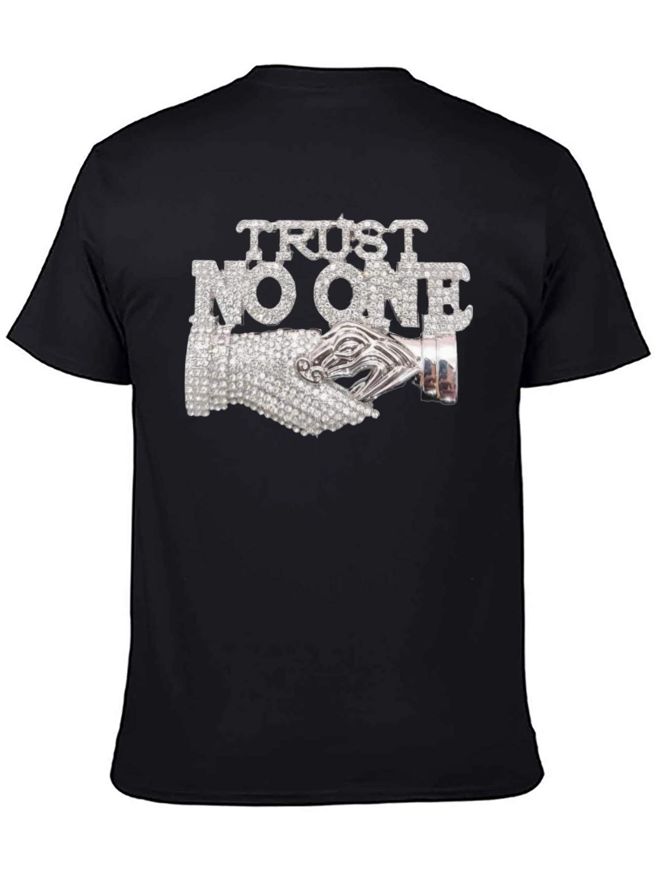 Trust No One Graphic Tee - Rhinestone Detail