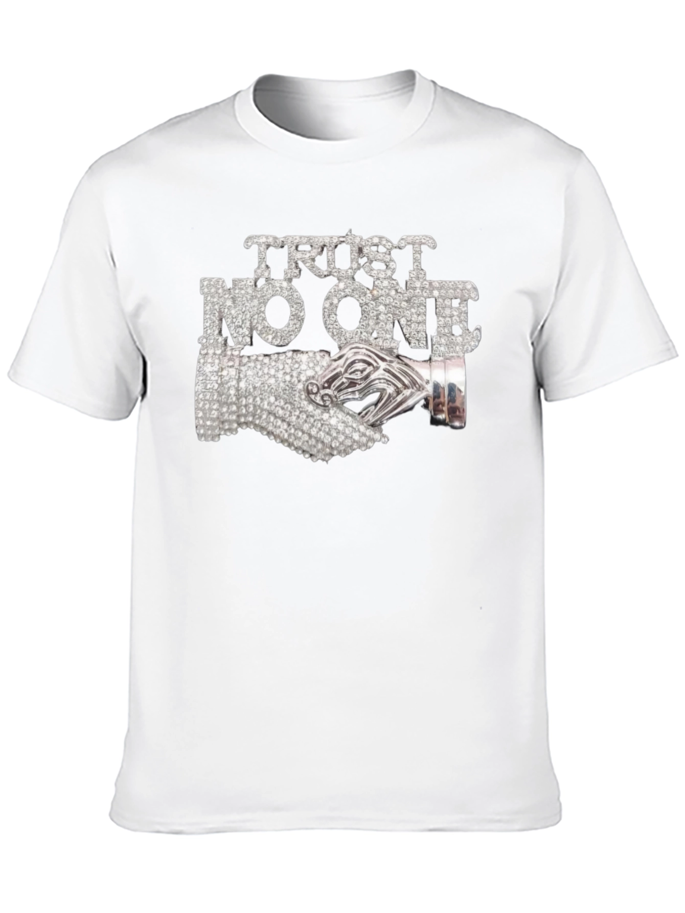 Trust No One Graphic Tee - Rhinestone Detail