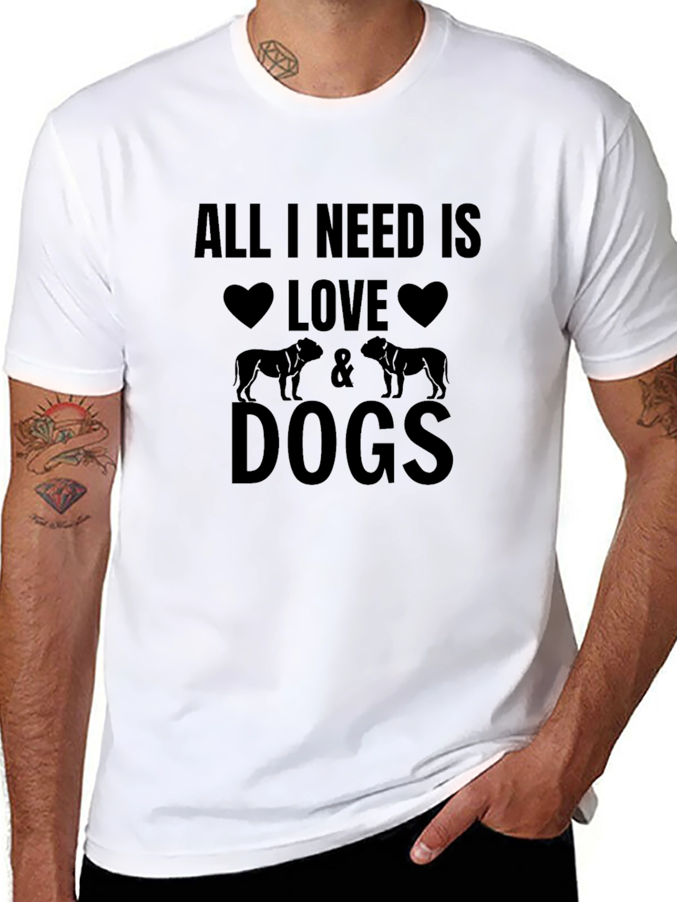 All I Need Is Love & Dogs Black T-Shirt