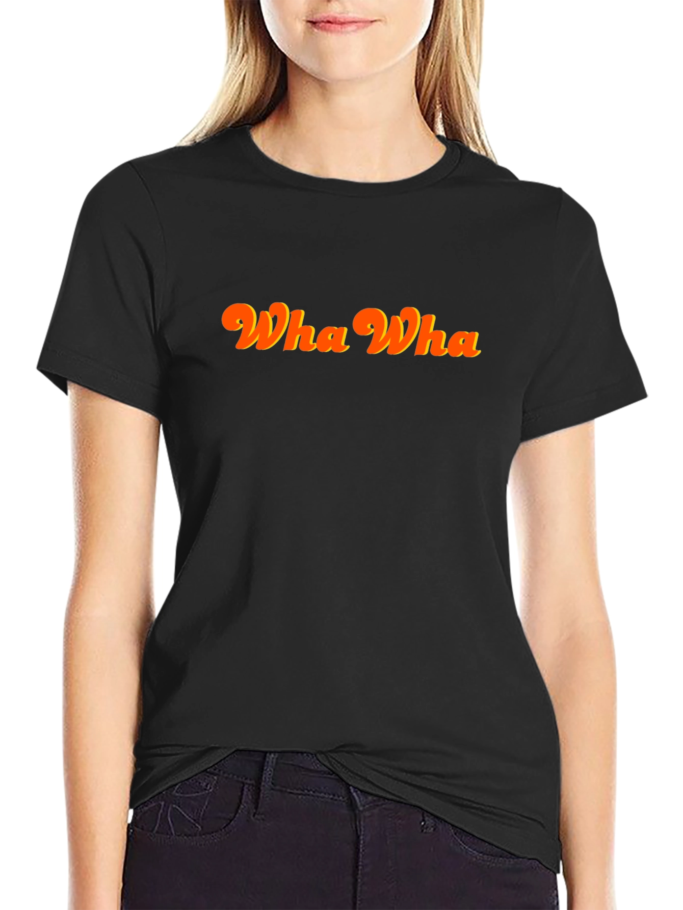 Wha Wha Retro Style Black T-Shirt