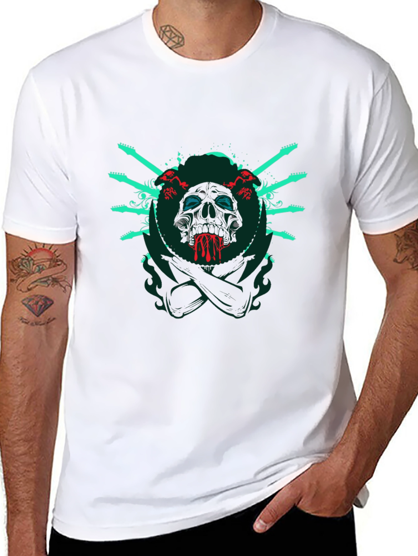 Skull & Guitar T-Shirt - Rocker Style Tee