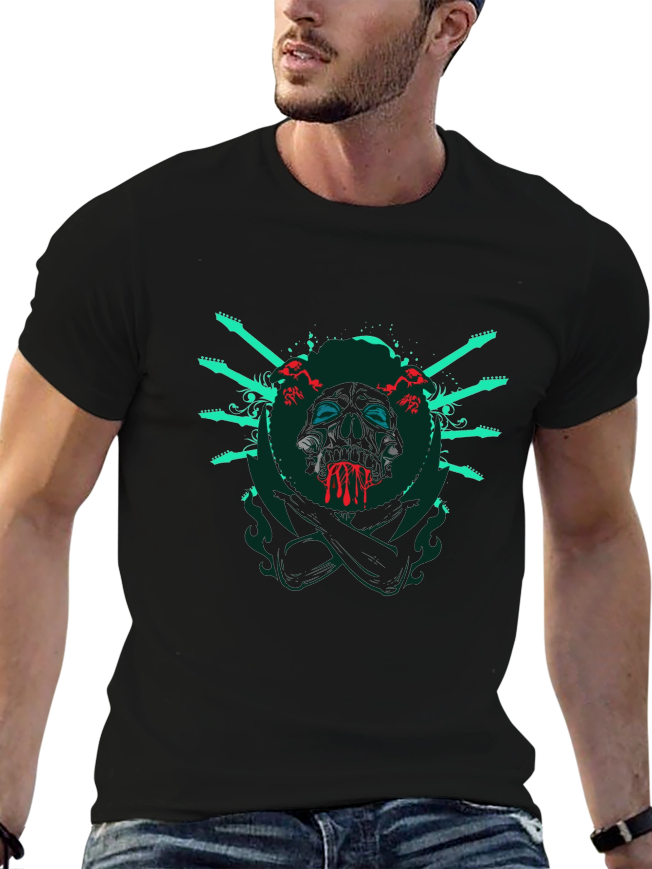 Skull & Guitar T-Shirt - Rocker Style Tee