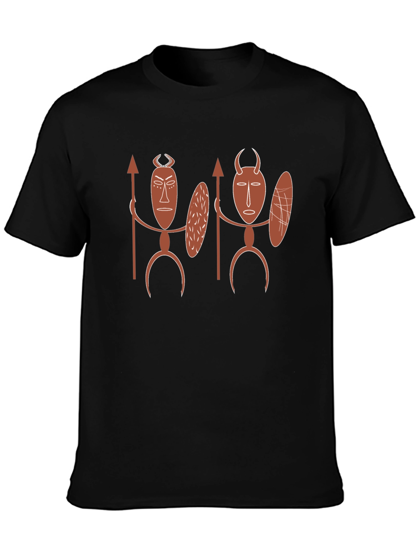 Tribal Mask Graphic Tee - Black Cotton T-Shirt