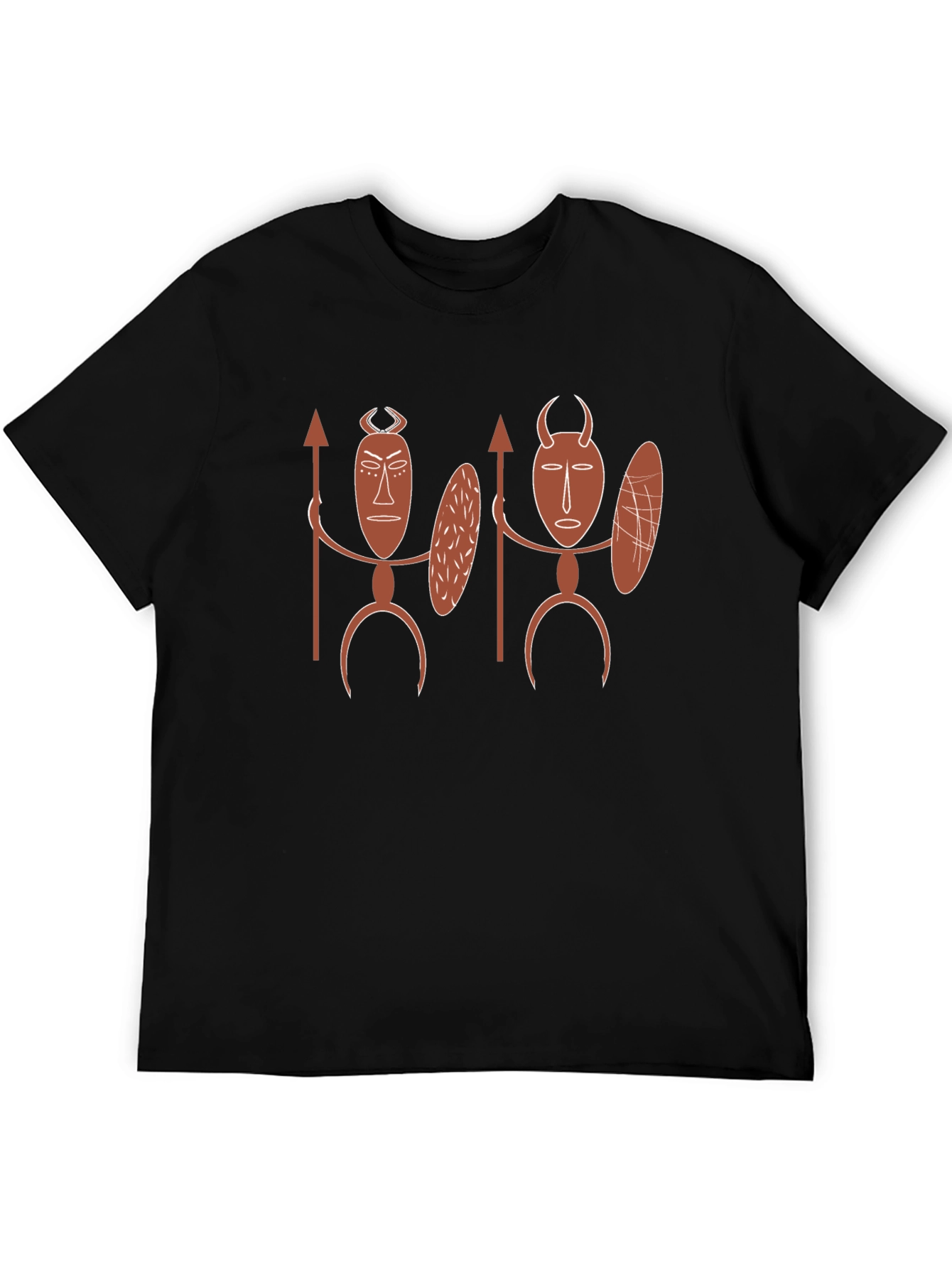 Tribal Mask Graphic Tee - Black Cotton T-Shirt