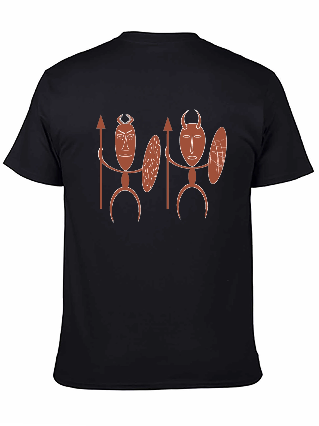 Tribal Mask Graphic Tee - Black Cotton T-Shirt