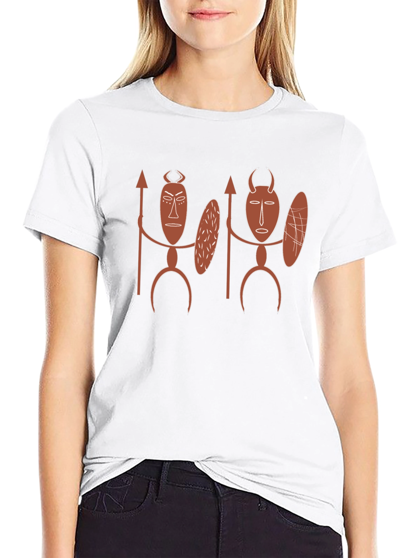 Tribal Mask Graphic Tee - Black Cotton T-Shirt