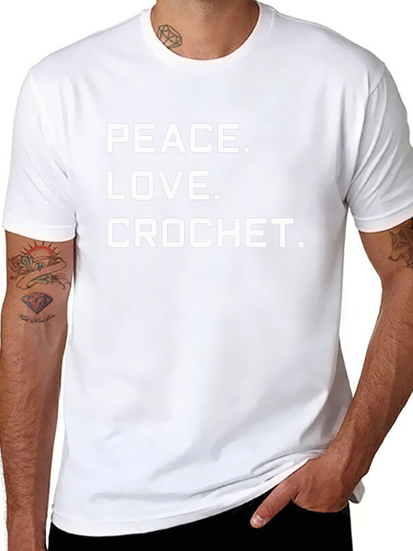 Peace Love Crochet T-Shirt - Knitwear Hobby Tee