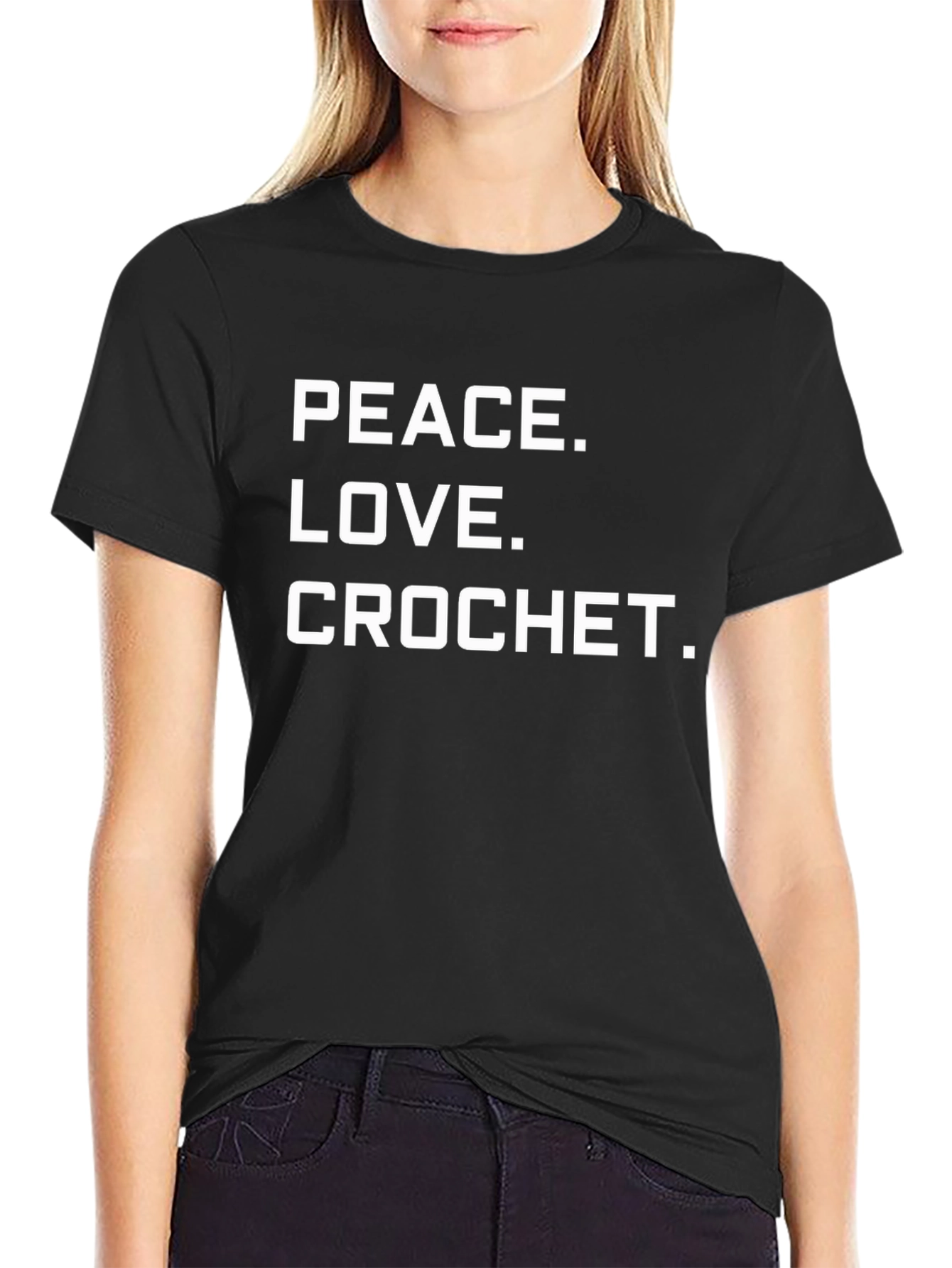 Peace Love Crochet T-Shirt - Knitwear Hobby Tee