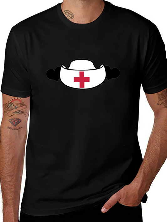Nurse Hat Graphic Black T-Shirt