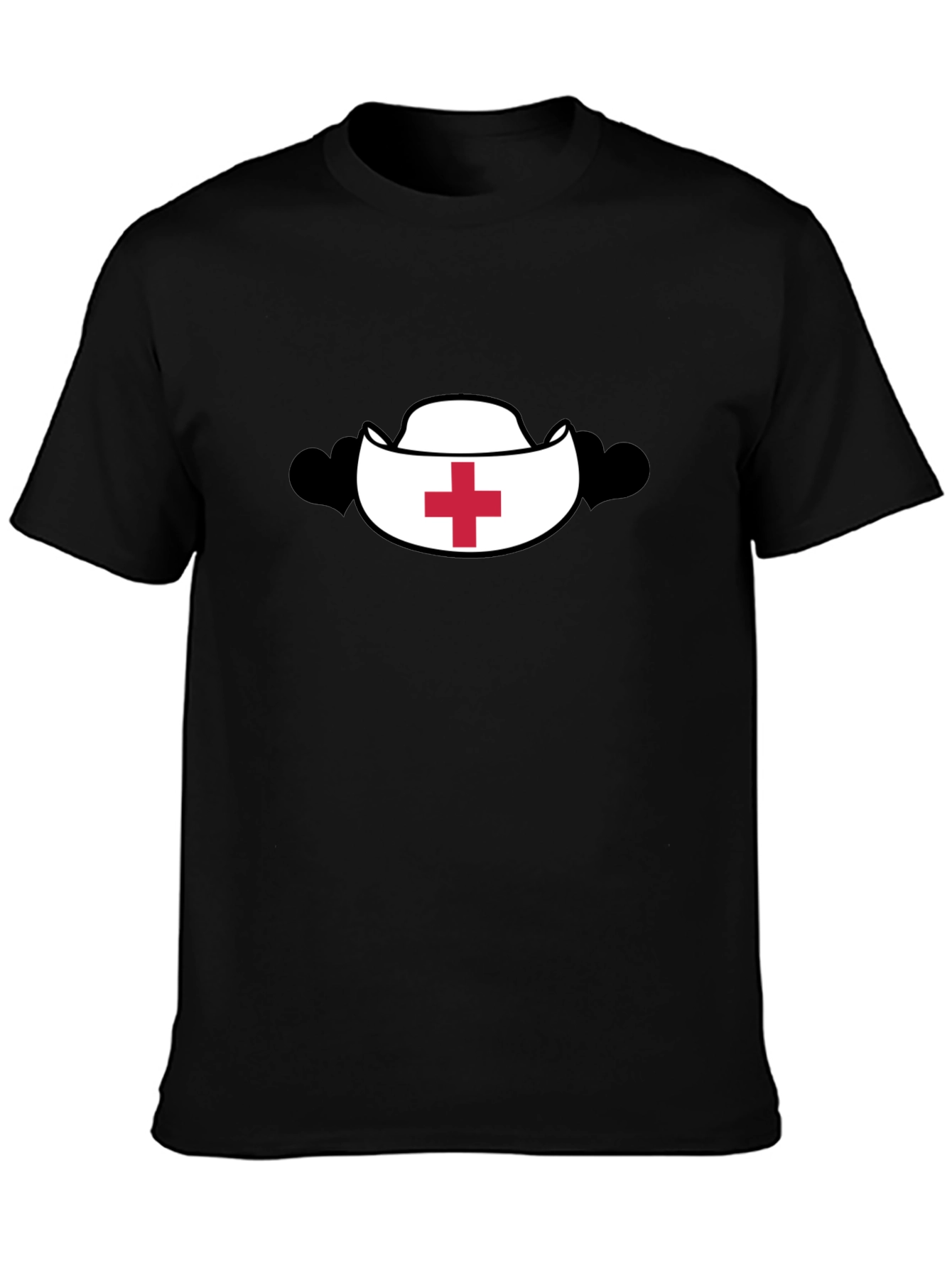 Nurse Hat Graphic Black T-Shirt