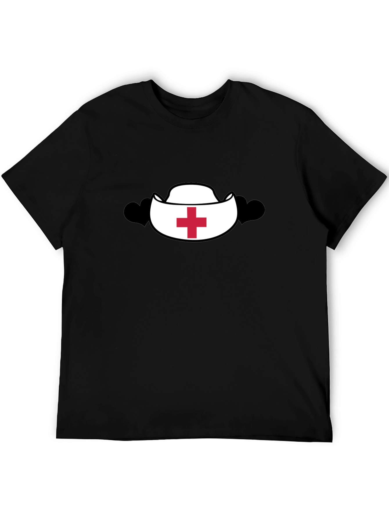 Nurse Hat Graphic Black T-Shirt