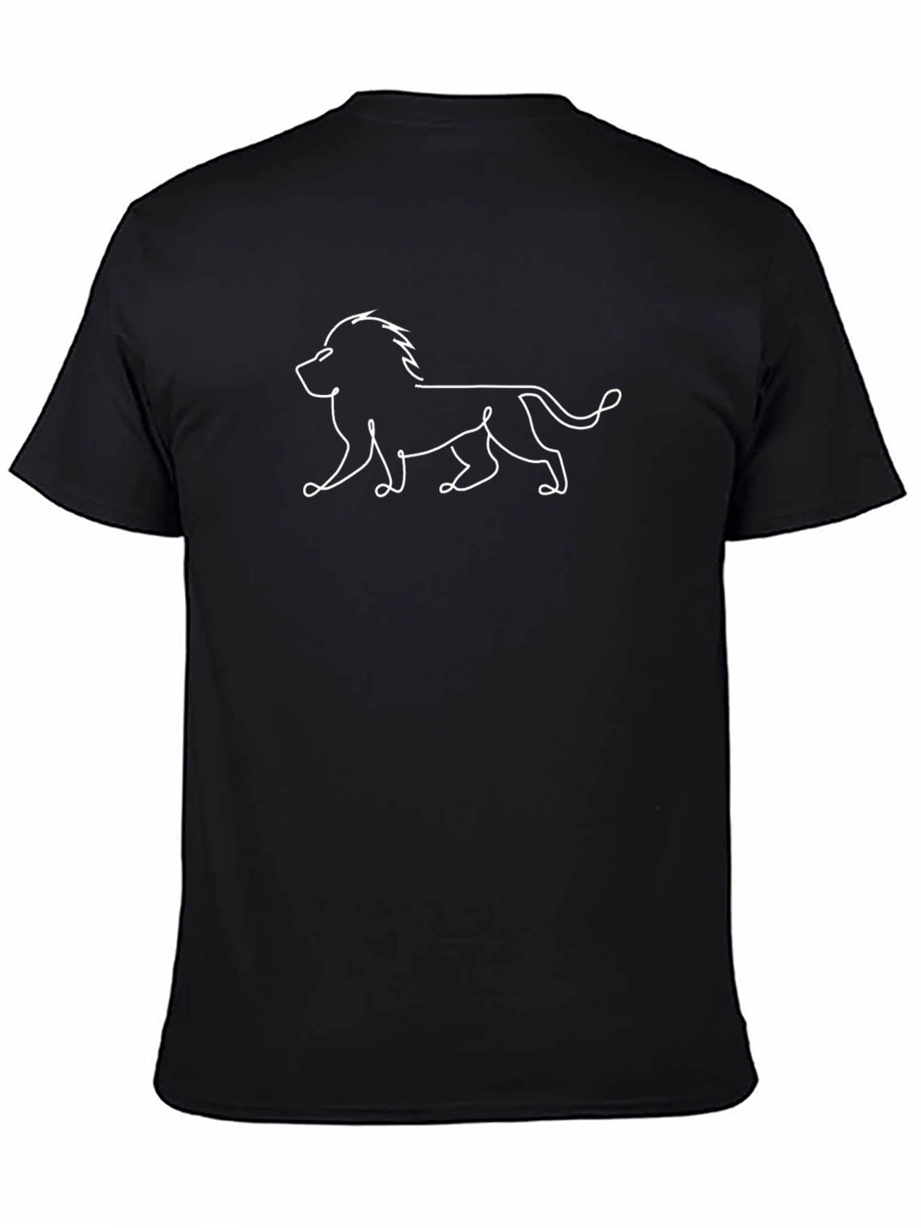 Lion Outline Graphic Tee - Black Cotton T-Shirt