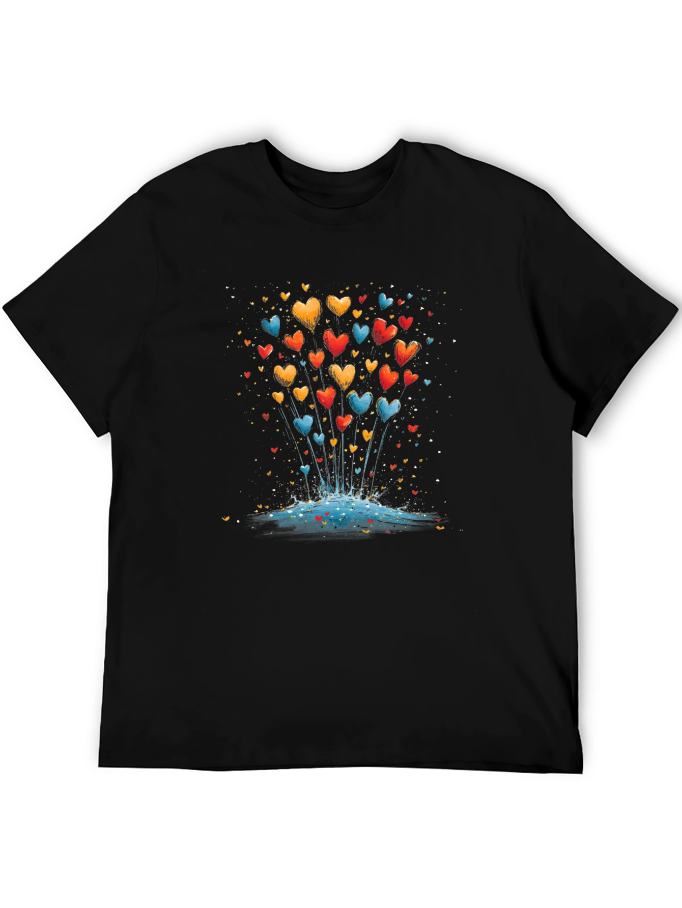 Heart Balloons Graphic Black Tee