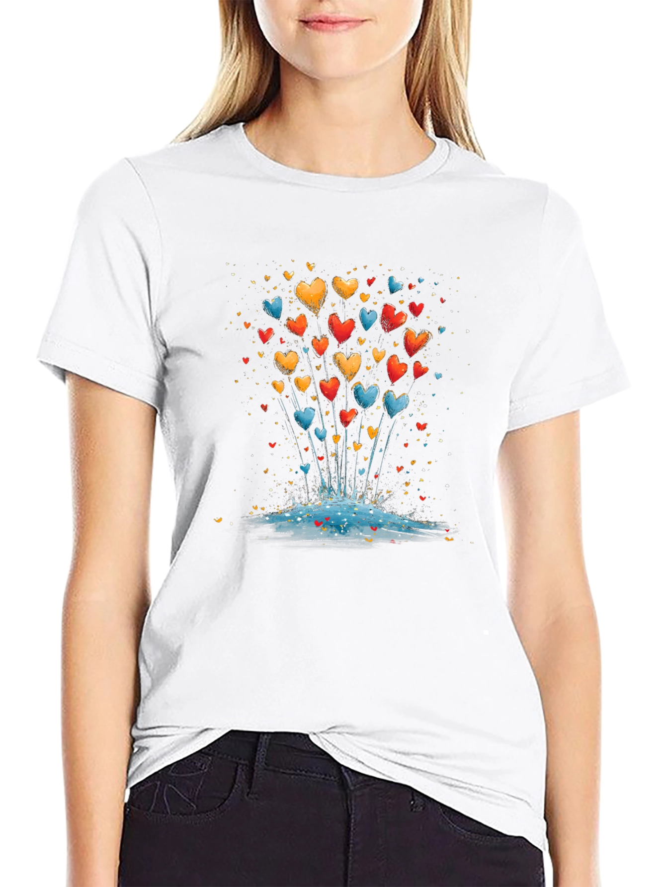 Heart Balloons Graphic Black Tee