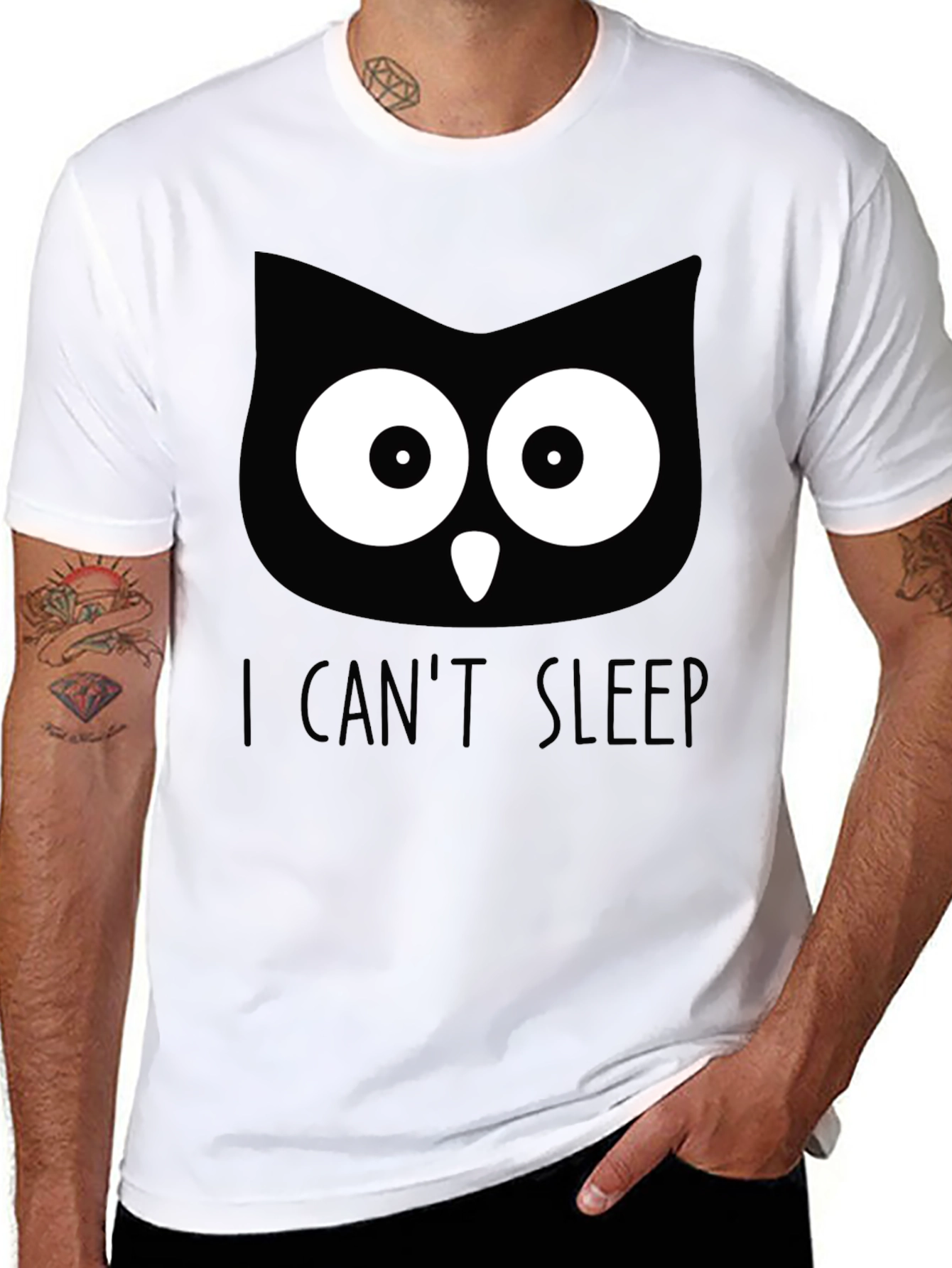 I Cant Sleep Owl Graphic T-Shirt