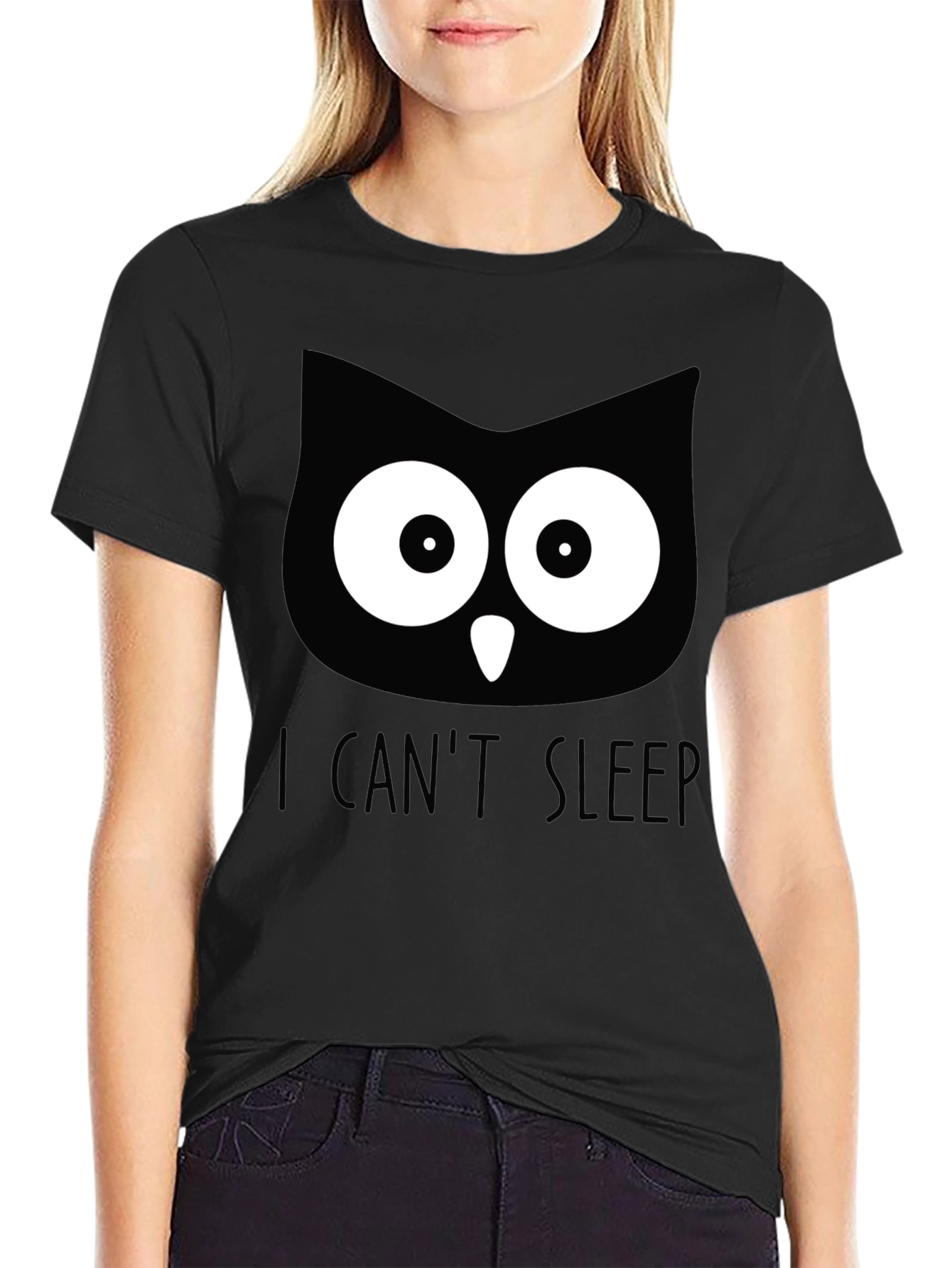 I Cant Sleep Owl Graphic T-Shirt