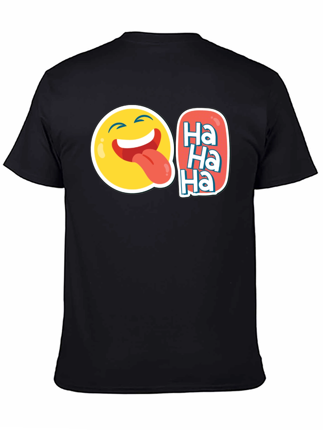 Funny Emoji Ha Ha Graphic Tee - Black