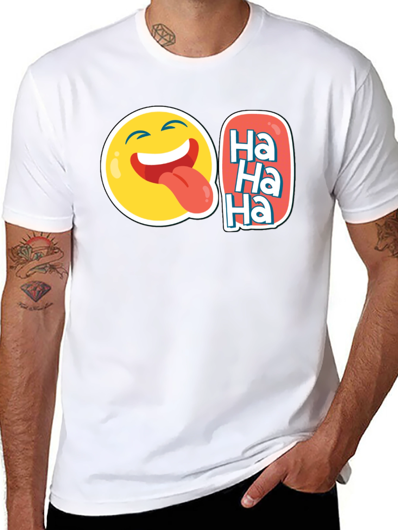 Funny Emoji Ha Ha Graphic Tee - Black