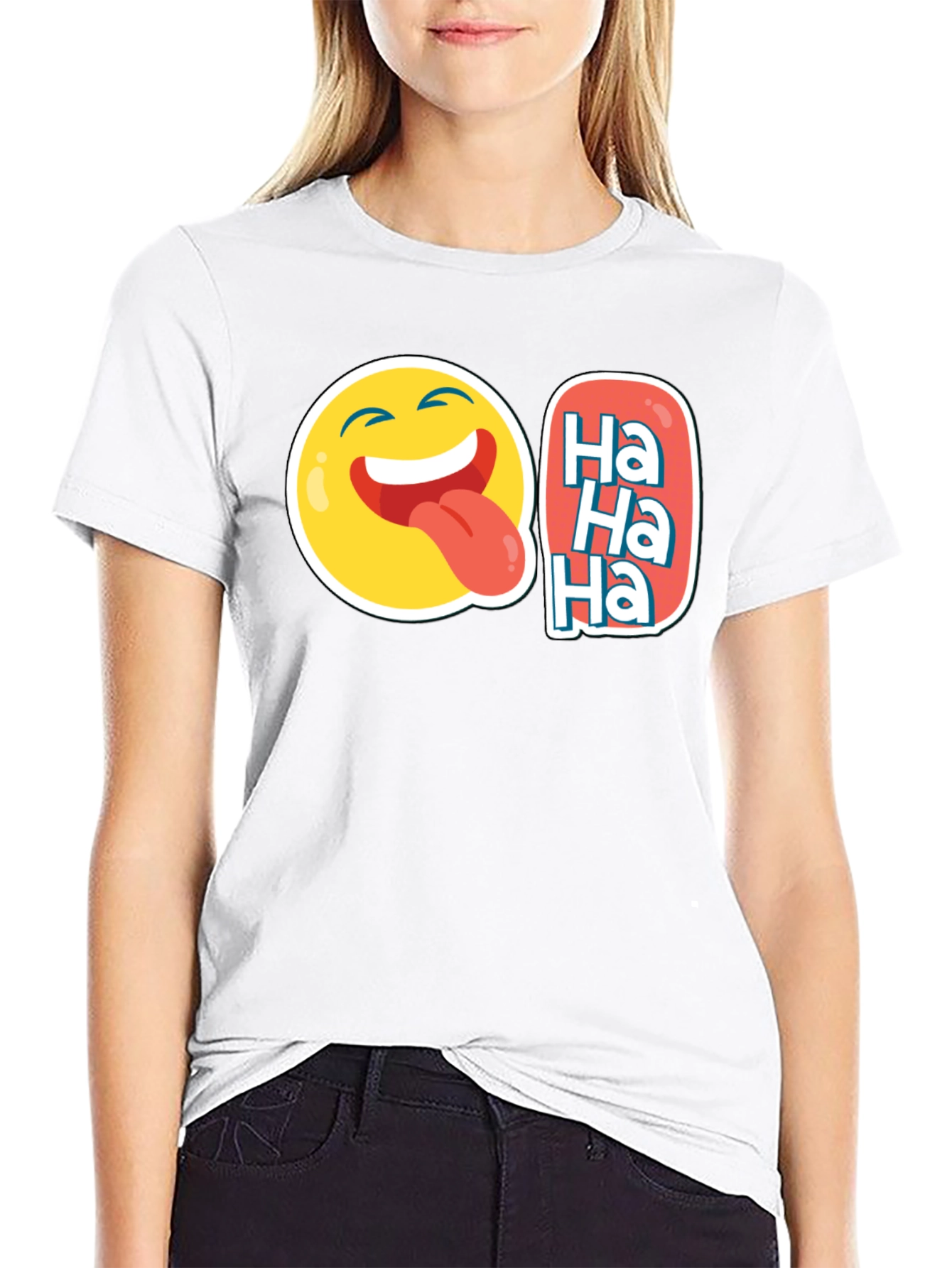 Funny Emoji Ha Ha Graphic Tee - Black