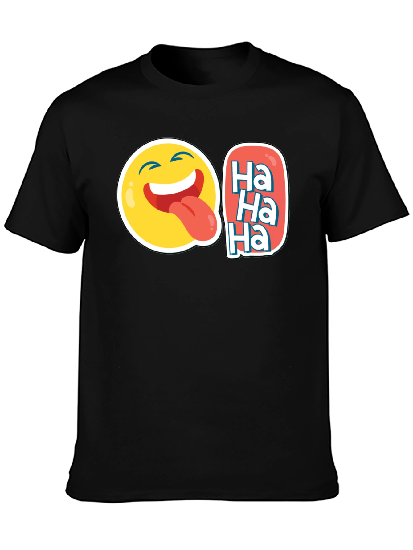 Funny Emoji Ha Ha Graphic Tee - Black