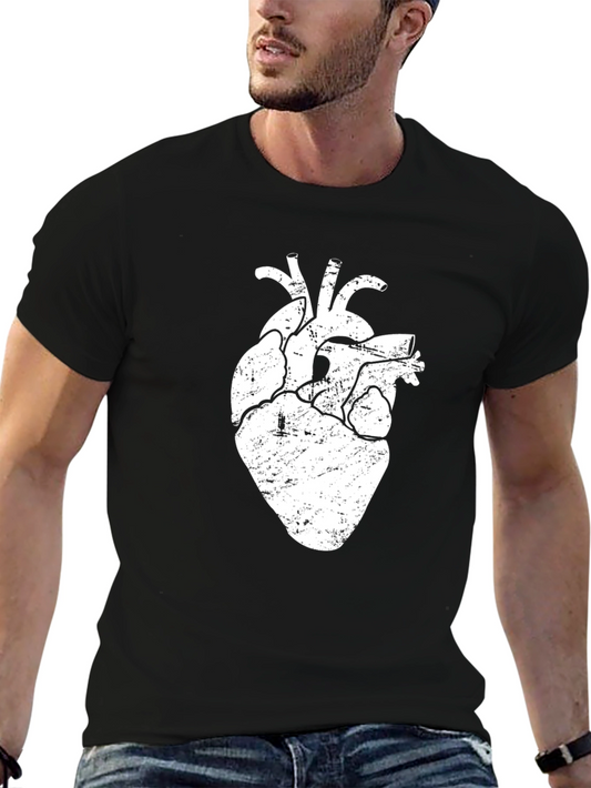 Anatomical Heart Graphic Tee - Black Cotton T-Shirt