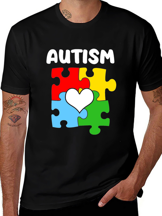 Autism Awareness Puzzle Heart Graphic T-Shirt
