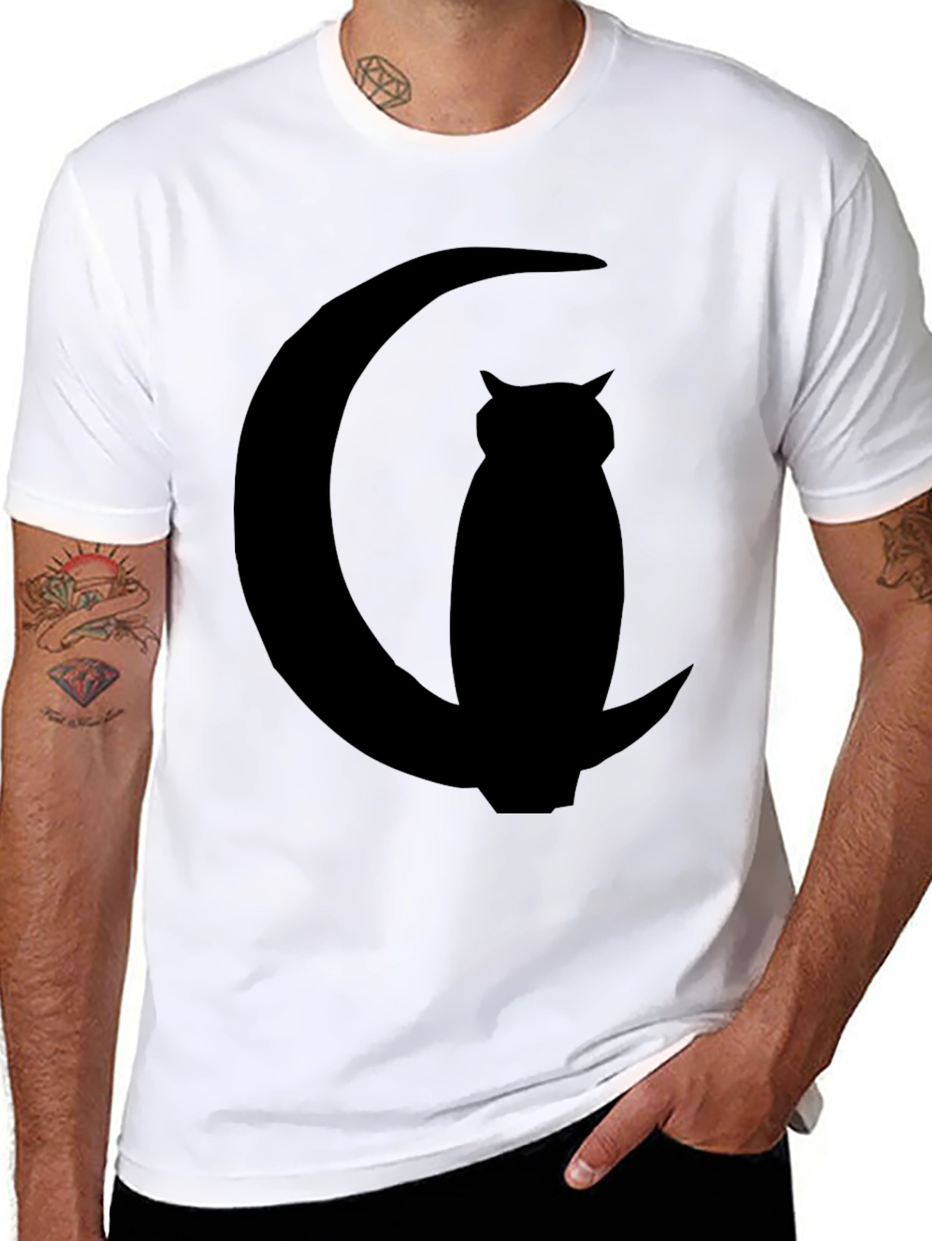 Owl Moon Silhouette T-Shirt - Black Graphic Tee