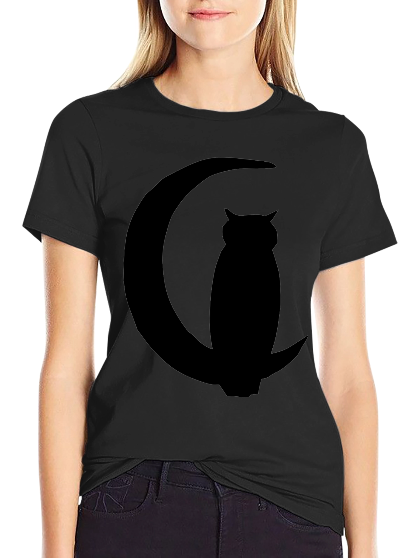Owl Moon Silhouette T-Shirt - Black Graphic Tee