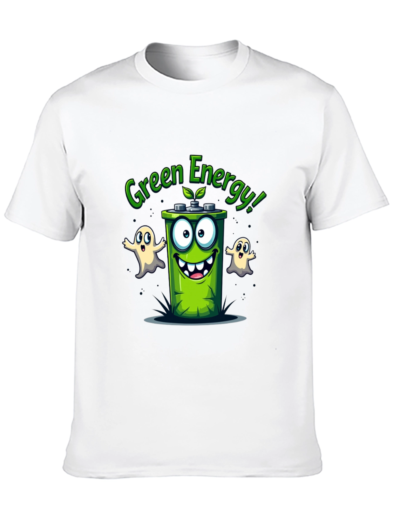 Green Energy T-Shirt - Cartoon Battery Design