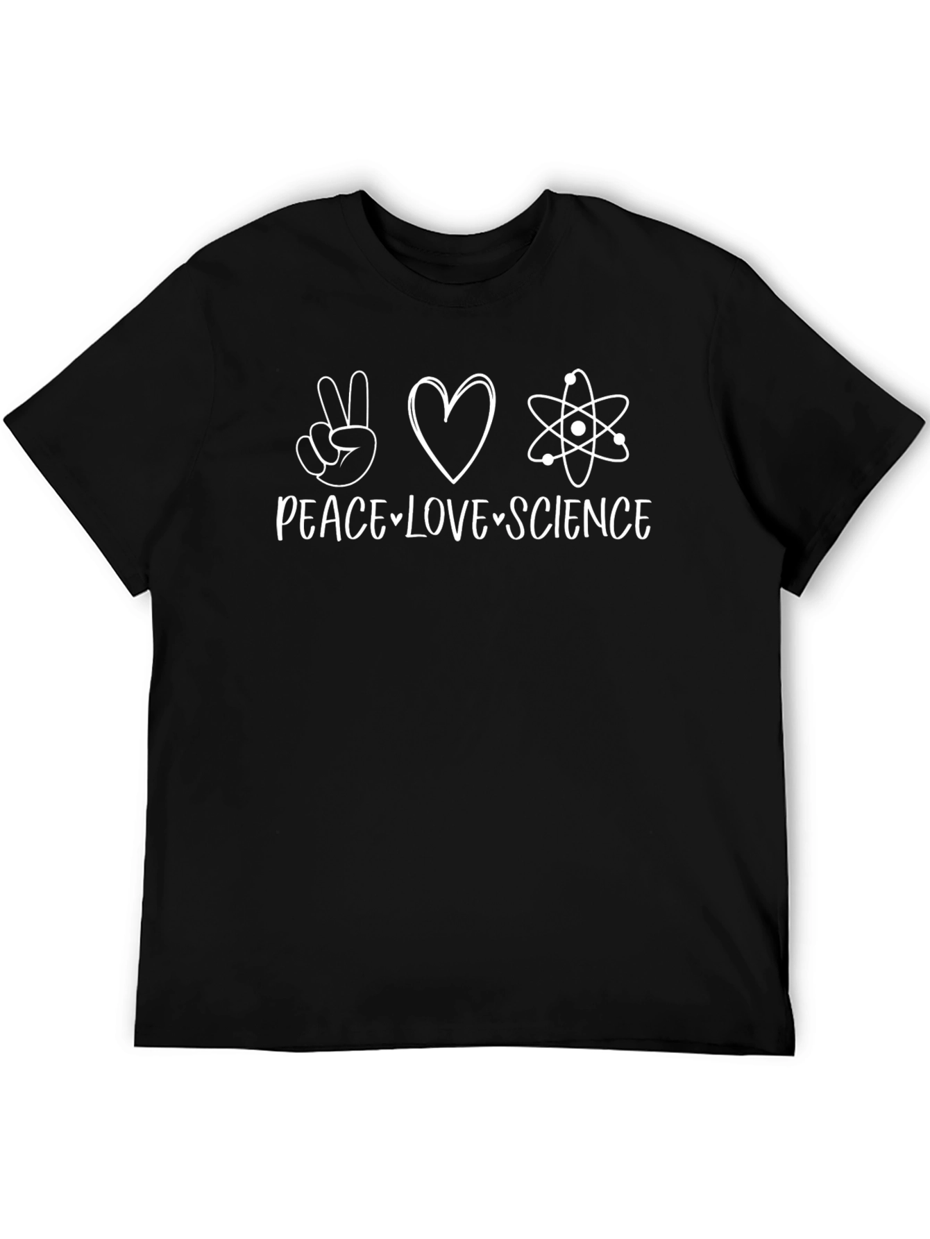 Peace Love Science Black Graphic T-Shirt