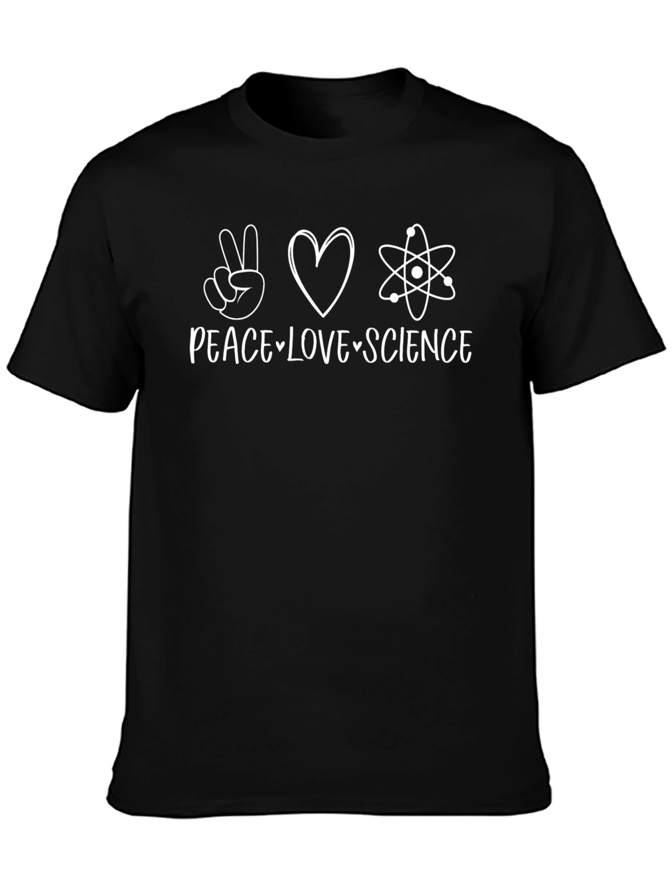 Peace Love Science Black Graphic T-Shirt