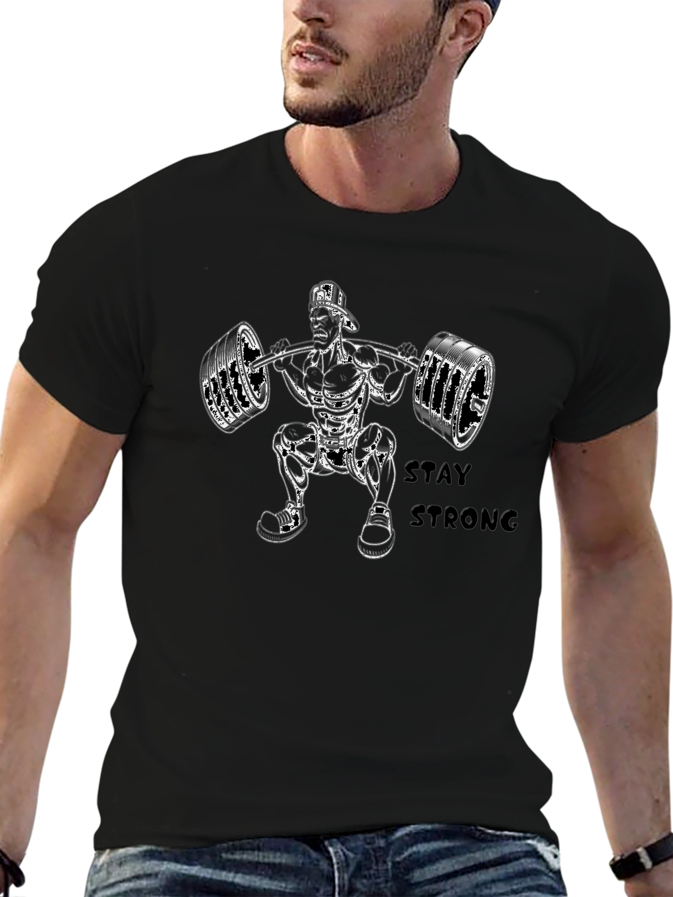 Stay Strong Black Graphic T-Shirt